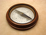 Late 19th century Francis Barker oak cased desktop compass
with Trademark London logo